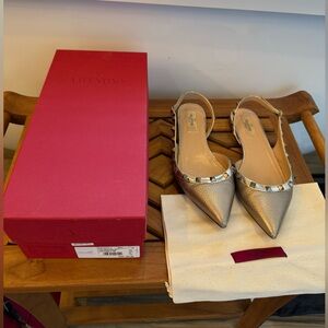 Valentino Silver:pewter Flats